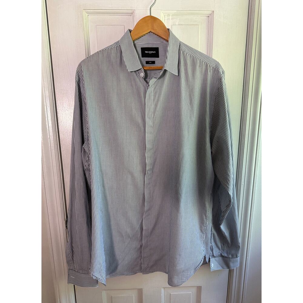 👔 The Kooples Paris Slim Fit Striped Cotton Button Down Luxe Workwear XL